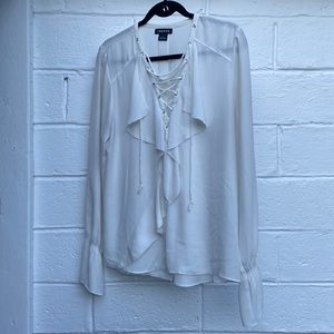 Trouvé | 70s inspired lightweights white blouse | size L